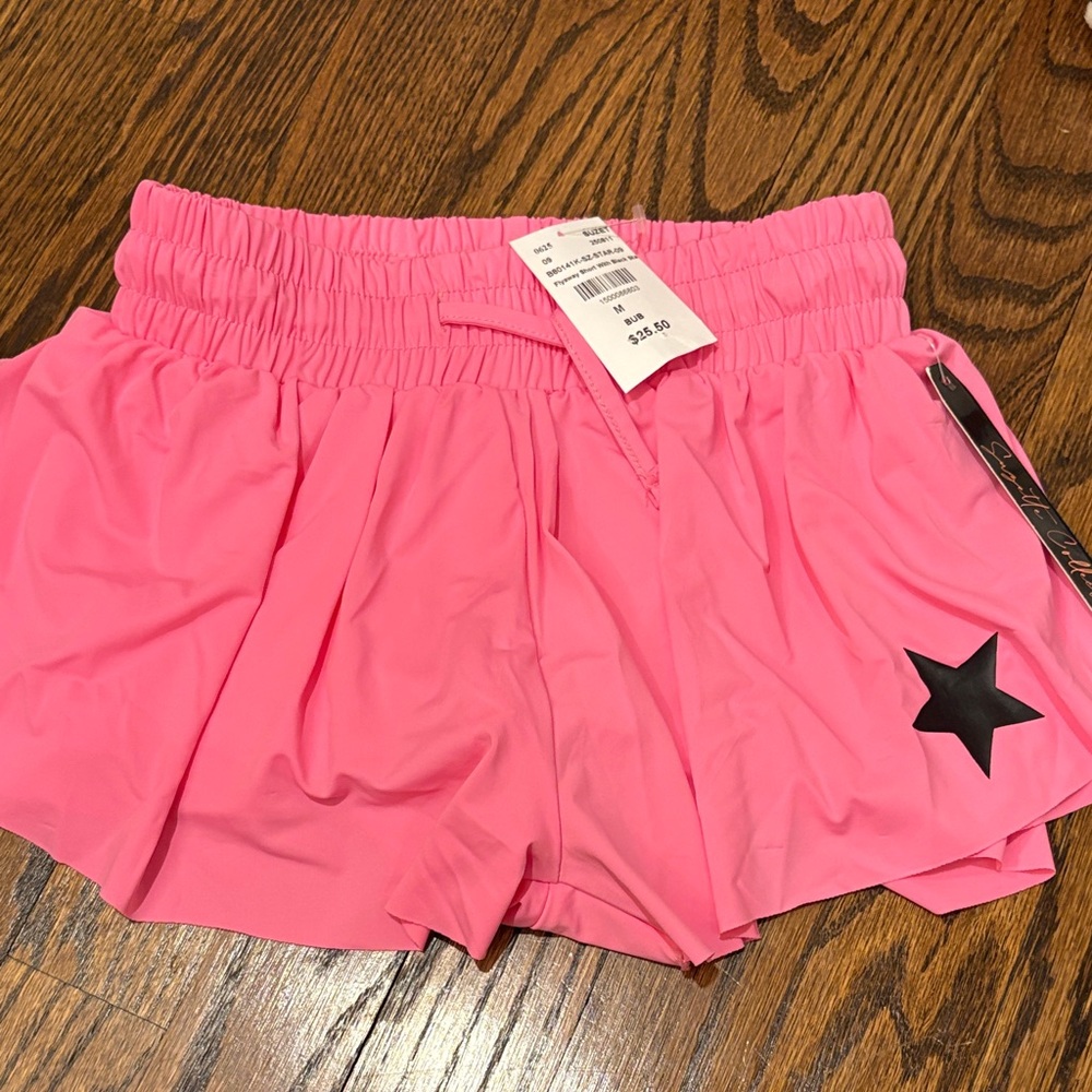 Pink Women's Shorts with Black Star